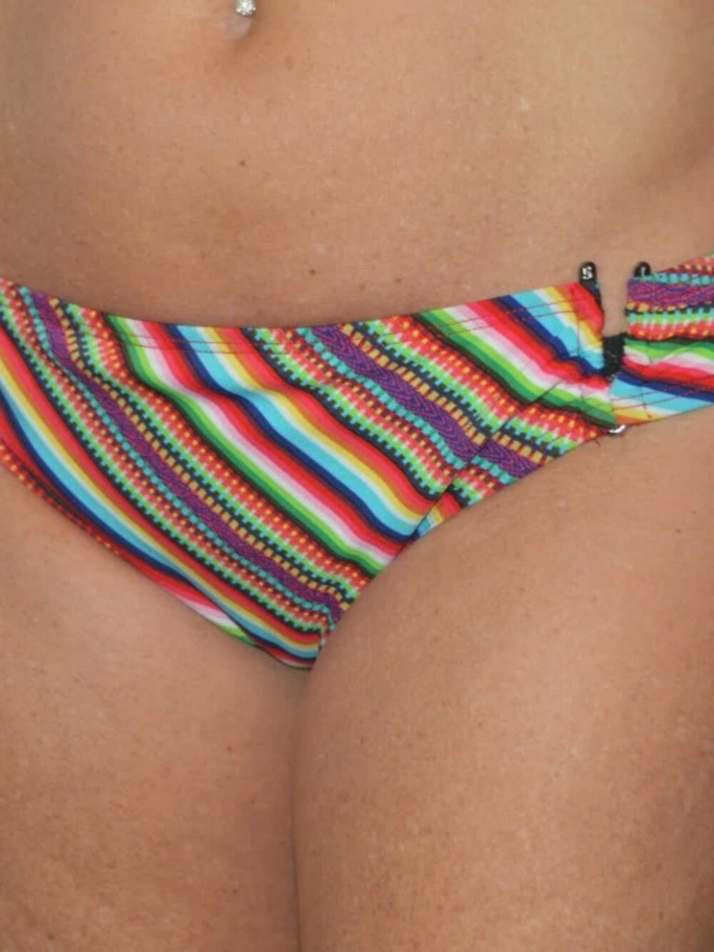 Lucky Brand piped wire striped bikini bottom Size L